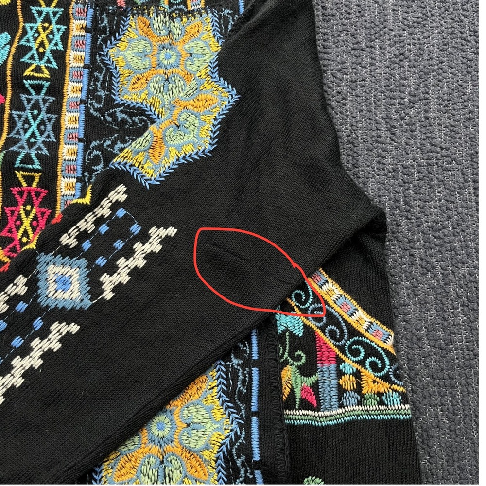 Biya Johnny Was Embroidered Floral Cardigan Sweater Black B54618-6 Womens Medium - Picture 5 of 7